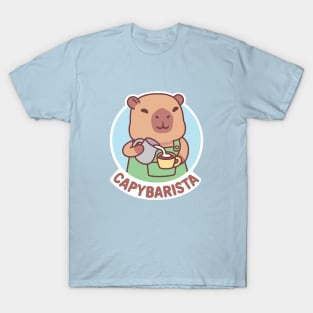 Cute Capybara Barista And Coffee Funny Pun T-Shirt